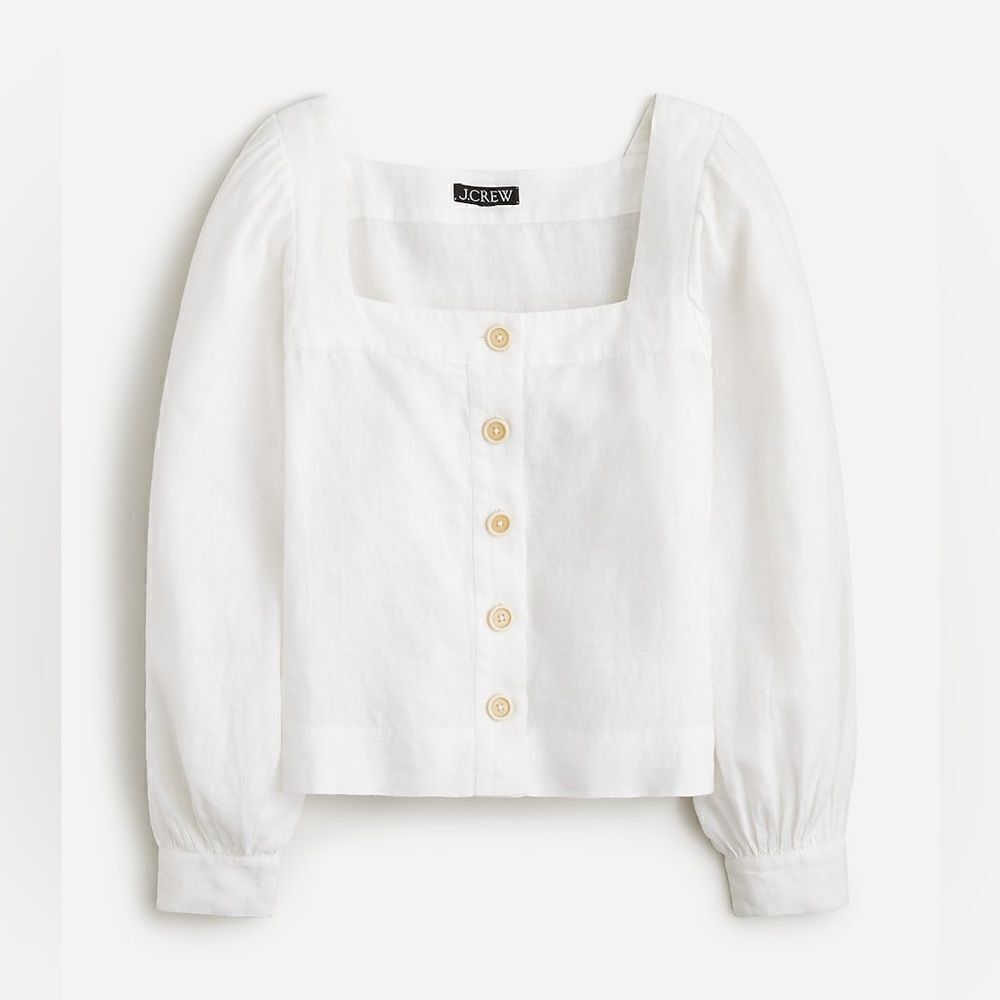 J Crew Square-neck Button Up Linen Top NWT